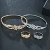 Estilo Coreano Personalidad Simple Conjunto de Anillo y Pulsera para Dama Brillante Micro Circonita Baño de Oro Real Suministro Directo de Fábrica