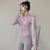 Jaqueta Cardigan Esportiva de Yoga com Zíper de Secagem Rápida Feminina Jaqueta de Corrida Fitness Manga Longa Top Alta Elasticidade Respirável Roupa Esportiva de Treinamento