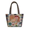 Mini Bolsa de Lona Bolsa Bordada Jacquard Estilo Étnico Bolsa de Tecido para Trabalho Casual Bolsa com Zíper para Mulheres