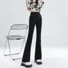 Micro-La Jeans 2024 Nuevo Otoño para Mujer Negro Holgado chica rellenita Delgado Alto Pantalones de Trompeta Largos
