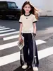 Conjunto de Verano para Niñas 2026 Nueva Moda Deportiva Manga Corta Pantalones de Pierna Ancha Conjunto de Dos Piezas Elegante Casual Ropa de Verano para Niños