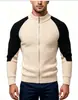 2026 Comercio Exterior Otoño/Invierno Suéter de Punto con Cremallera y Cuello Alto Bloque de Color para Hombre Talla Grande Moda Casual Chaqueta Cardigan