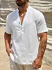 Camisa Transpirable de Color Sólido de una Sola Capa con Cuello Alto de Manga Corta para Hombre Transfronteriza Europea y Americana Moda Masculina 2025 Camisa de Color Sólido Simple