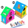 Explosões DIY casa de pássaro de madeira brinquedo ebay Amazon wish comércio exterior Casa de Pássaro crianças pintada grafite gaiola de pássaro