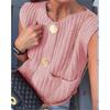 Colete de Tricô para Comércio Exterior Europeu e Americano Design de Ponto Grosso Feminino Senso de Design Botão Grande Elegante Casual Cor Sólida Bolso Colete Suéter