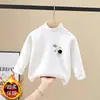 Camisa Térmica de Base Masculina e Juvenil para Outono/Inverno, Gola Alta Meio, Elástica, Ajuste ao Corpo, Versátil, Manga Longa, Blusa Casual Infantil