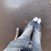 Jeans Rotos de Cintura Alta Pierna Recta Sueltos Pierna Ancha Vintage Verano High Street Adelgazantes Pantalones Sag Daddy Mujer