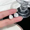 Brincos de Gota de Água Dupla Face com Pedra Olho de Gato Transparente Cristalino Banhados a Ouro Real, Brincos Reversíveis com Design Simples de Luxo Leve