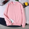 Suéter de cuello redondo de color sólido, camisa de rizo de algodón puro, mono bordado con logotipo personalizado impreso en talla grande para otoño