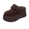 Peinado de moño retro Zapatos Birkenstock mujer invierno felpa cálida zapatos de pelo slip-on versátiles zapatos casuales suela gruesa pantuflas a media pierna
