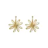 Pendientes de Flor Grande Tejidos de Paja Estilo Resort Costero para Mujer, Pendientes Pequeños Bohemios Exagerados que Muestran la Cara sin Pinzas para Orejas Perforadas