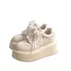 Nuevas Zapatillas de Plataforma Elegantes, Zapatos Blancos, Novedad Primavera 2026 Suela Gruesa Casual que Aumenta la Altura Trébol Zapatos Versátiles