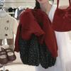 Suéter Doce de Menininha Primavera e Outono Novo Estilo Bebê Vermelho Doce Pulôver Tricotado Moda Infantil Roupas Fofas