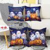 Fronha de Linho com Pele de Pêssego para Halloween, Fronha Decorativa para Almofada de Sofá de Sala de Estar