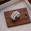 Anillo Abierto Apilado de Cuentas Redondas de Tres Capas Estilo Ins Nicho de Industria Pesada Rotatorio Plata de Ley 925 Anillo de Dedo