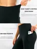 Pantalones de Fitness y Yoga de Cintura Alta Micro Flare Elásticos para Mujer Bolsillos Laterales Adelgazantes Uso Diario Pantalones de Campana cdl