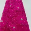 Tela de malla bordada con flor 3D y tela bordada con cuentas y perlas para vestidos de novia, vestidos de gala, vestidos, multicolor en stock