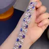 Pulseira de Safira Natural, Boa Cor, Todas as Contas São Finas, Prata S925 com Incrustação de Precisão, Tamanho da Pedra Principal 4*6