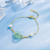Pulseira de Jade Hetian com Fivela Ping An de Elo Anelado Design Nicho para Meninas Pérola Jade Jade Presentes