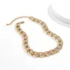 Joyería Transfronteriza Europea y Americana Nicho Pedrería Microincrustada Cadena Cubana Collar para Clavícula Versátil Collar Punk Simple para Mujer