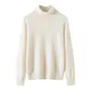 Suéter de Tricô Cashmere Espesso Feminino Gola Alta Liso Simples Cor Sólida Camada Base Solto Casual Outono/Inverno Novo