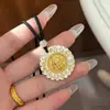 Pingente da Fortuna Banhado a Ouro 999, Pingente Moeda Redonda Prata Cem Bênçãos, Pingente de Colar Unissex Prata Imitação, Novo Estilo Chinês Colar