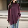 26 Otoño Invierno Nuevo Cuello Alto 100% Lana Tejido Chal Capa Suéter para Mujer Holgado Top Pulóver Perezoso Casual