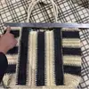 Nova Bolsa de Palha Listrada de Ombro Único, Bolsa Artesanal Tecida à Mão, Bolsa Feminina Casual, Bolsa de Praia de Corda de Papel Tecido de Papel