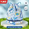 Bolsa de natação infantil com separação para molhados e secos, bolsa de armazenamento à prova d'água, mochila portátil para meninos e meninas, mochila de praia fofa com desenho animado