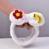 Procesamiento de diadema de flor de fresa de lazo elástico individual personalizada, banda para el pelo de franela de plátano y piña para niña linda