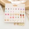 Aretes transfronterizos de año nuevo multicombinación mariposa flor encantadora perla aretes de temperamento simple para mujer