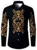 Nueva Moda de Primavera y Otoño Camisa Casual para Hombre con Cuello y Manga Larga con un Diseño Digital Vintage de Alta Gama