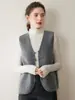 Outono e Inverno Novo Colete de Tricô de Caxemira com Decote V Estilo Chinês Feminino Look Solto Emagrecedor Versátil Colete Tricotado Colete Top