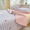 Capa de Cama Acolchoada de Algodão Lavado Estampada para Estudantes Peça Única Tatami Lençol de Cama Espesso Peça Única Conjunto de Três Peças Adequado para Todas as Estações