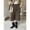 Pantalones Casuales Acortados de Pana ICCIICC Estilo Retro Sueltos con Puño Pierna Ancha de Longitud Media para Mujer Otoño Nuevo Estilo 2495