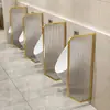 Divisória de Urinol Banheiro Público Banheiro Masculino Divisória de Urinol Hotel Aço Inoxidável Longo Vidro Arco-Íris Divisória de Banheiro