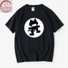 Fábrica S Fábrica Gato Raro Marca de Música Electrónica Dj Camiseta Manga Corta Cuello Redondo Verano Hombres y Mujeres Ropa de Pareja Tops Sueltos Manga Media