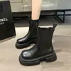 Botas Chelsea para mujer, botas de una sola capa para primavera y otoño, nuevo estilo 2026, punta ancha, suela gruesa, botas de media pantorrilla, botines marrones