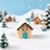 Paisaje en miniatura, escena nevada 3D, casa, castillo, accesorios de decoración de escenas de dibujos animados DIY, pequeños adornos de escritorio