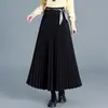 Saia plissada moderna e elegante para mulheres, novo estilo outono e inverno 2026, cintura alta, modeladora, comprimento médio, versátil e estilosa