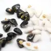 Botões Triangulares de Resina com Combinação Metálica Perolada 13,5/11mm, Botões Irregulares de Liga de Zinco com Base Alta para Costura à Mão
