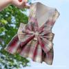Roupas para cães e gatos, primavera/outono, verão, colete de tração, roupas de pelúcia, alça no peito, saia xadrez jk