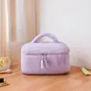 Bolsa de Cosméticos Grande de Peluche Hecha a Mano Estilo Coreano Personalizada, Color Sólido, Neceser de Gran Capacidad