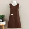 Estilo Nuevo Estilo Occidental Algodón Transpirable Delantal Cocina Hogar Chaleco Cintura Delgada Mujer Anti-Aceite Suciedad Ropa de Trabajo Cocina