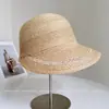 Sombrero de Sol Sencillo Estilo Coreano de Rafia para Mujer Verano Ala Ancha Protección Solar Sombrero de Paja Vacaciones Viaje Sombrero de Pescador Sombrero Cubeta Moderno