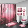 Cortina de ducha fantasma de Halloween Felpudo Serie de Cuatro Piezas 6 Baño Separación Seca y Húmeda Cortina de ducha Cortina de ducha impermeable