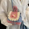 Mochila de Mezclilla para Mujer 2025 Nueva Moda Tendencia Mochila de Cuadros con Encaje Bolso de Mano para Hombro