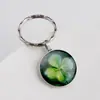 Chaveiro de Trevo de Quatro Folhas Fluorescente, Chaveiro de Bola de Cristal Brilhante da Sorte, Chaveiro Grande de Cristal de Trevo de Quatro Folhas Giratório