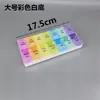 Caja de medicamentos de doble fila con 14 compartimentos se llevará contigo para almacenamiento de una semana para siete días con caja de doble fila de 14 compartimentos en inglés con correa de Braille