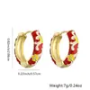Pendientes de Moda Retro Elegantes Transfronterizos Cobre Chapado en Oro Patrón de Flor Rosa Color Gota de Aceite Pendientes de Flor Dividida Hebilla de Oreja Mujer